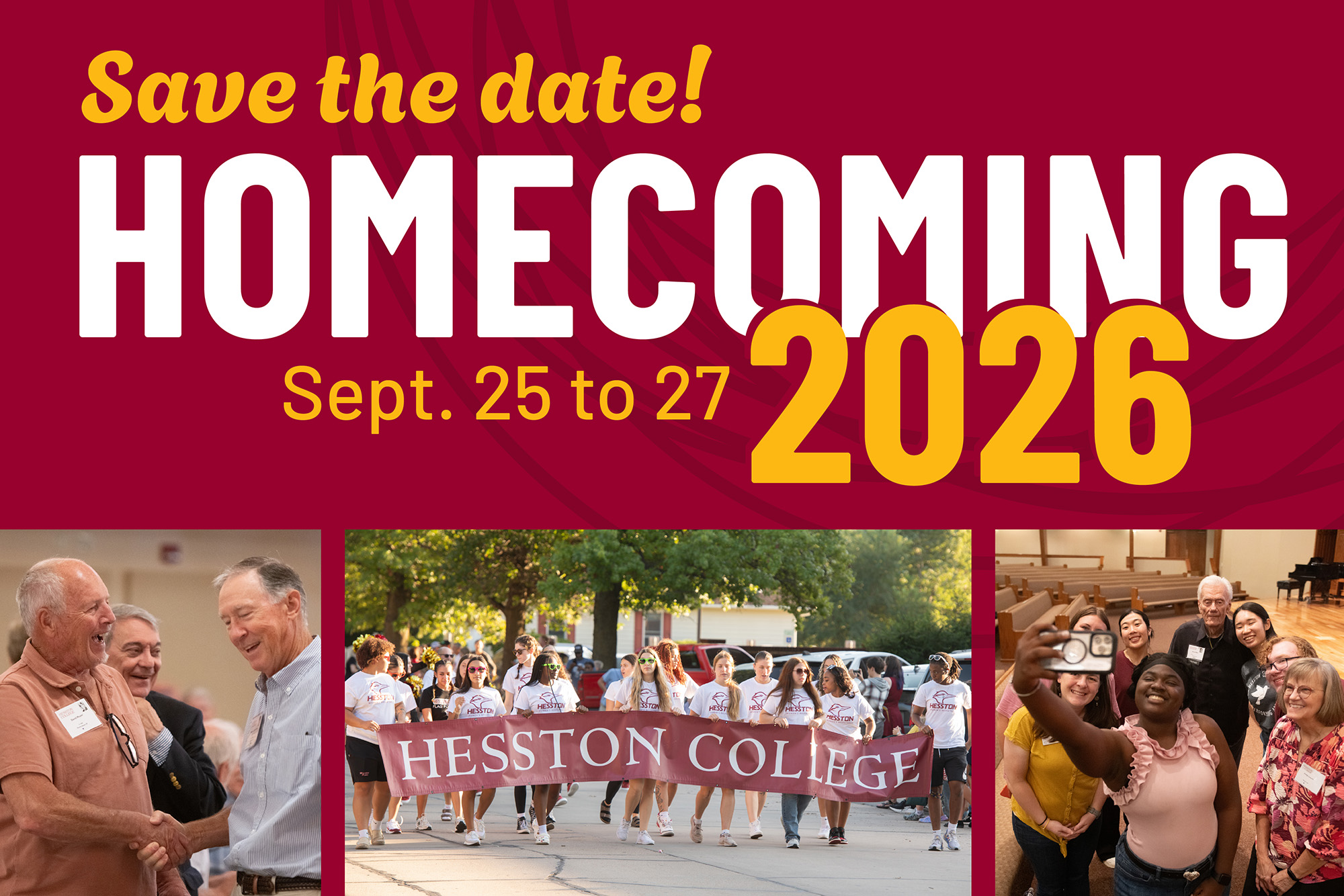 Save the date! Hesston College Homecoming, Sept. 25 to 27, 2026
