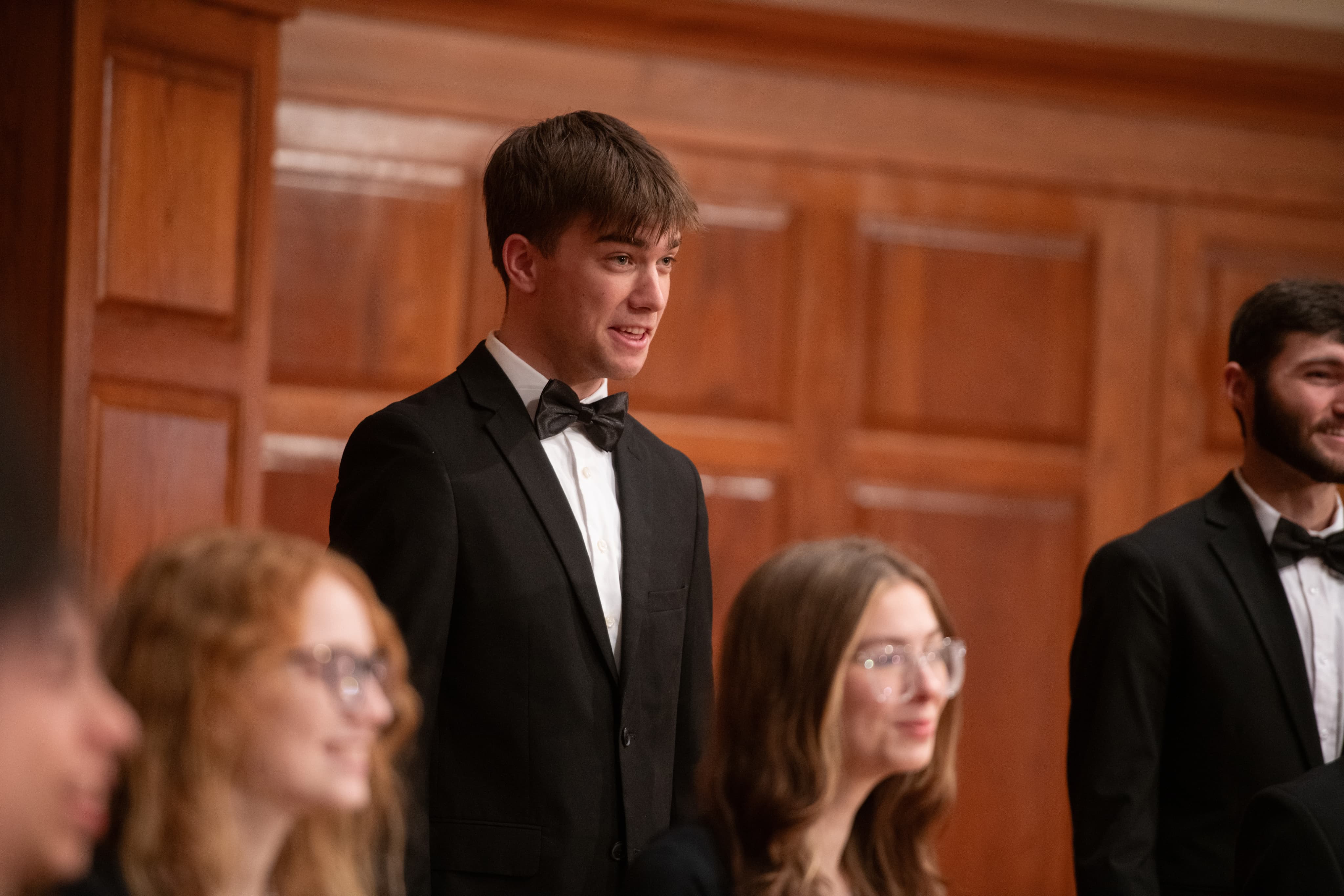 Close up of male singer during performance.