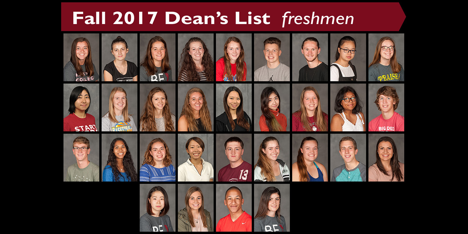 photos of the freshmen who earned places on the fall 2017 Hesston College dean's list