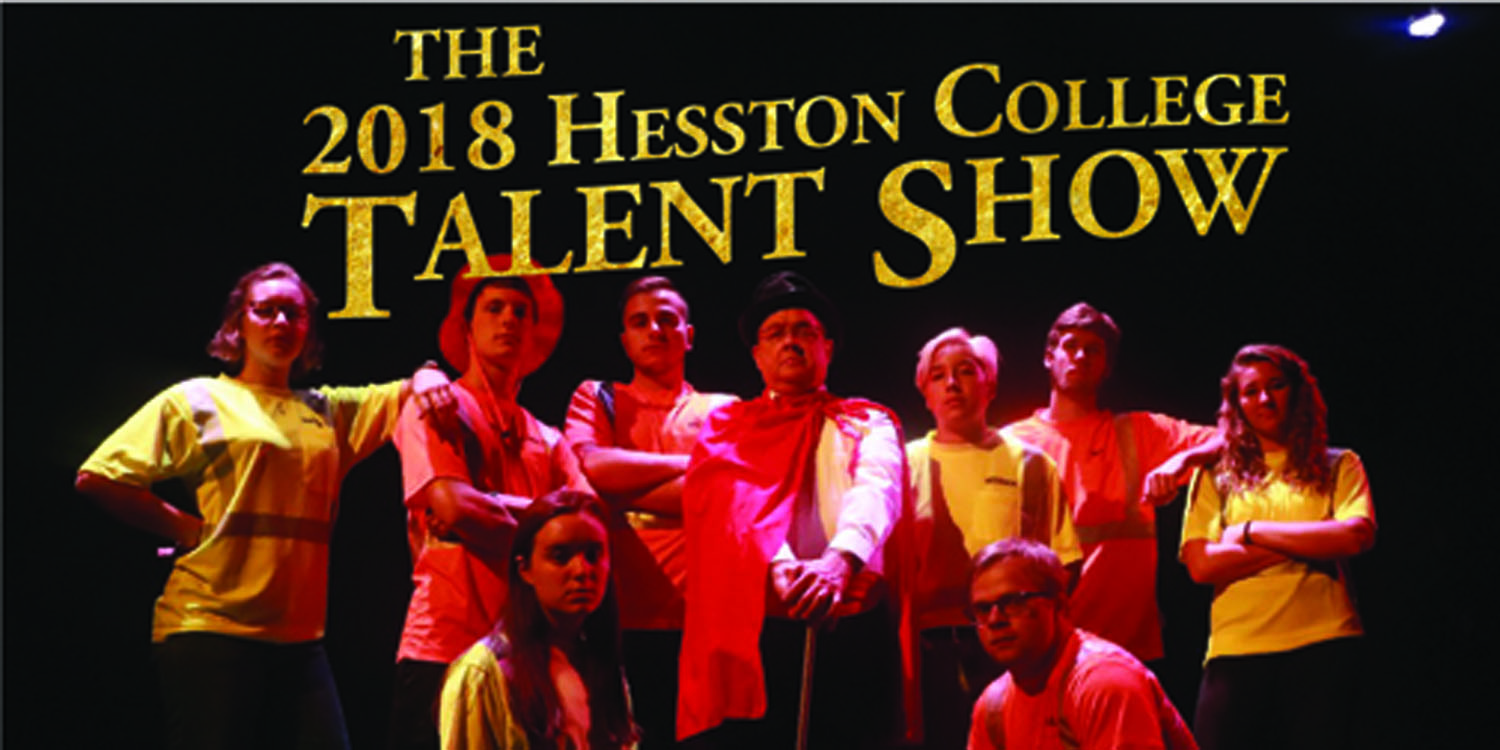 2018 Hesston College Talent Show promo image featuring the Bills and Normas