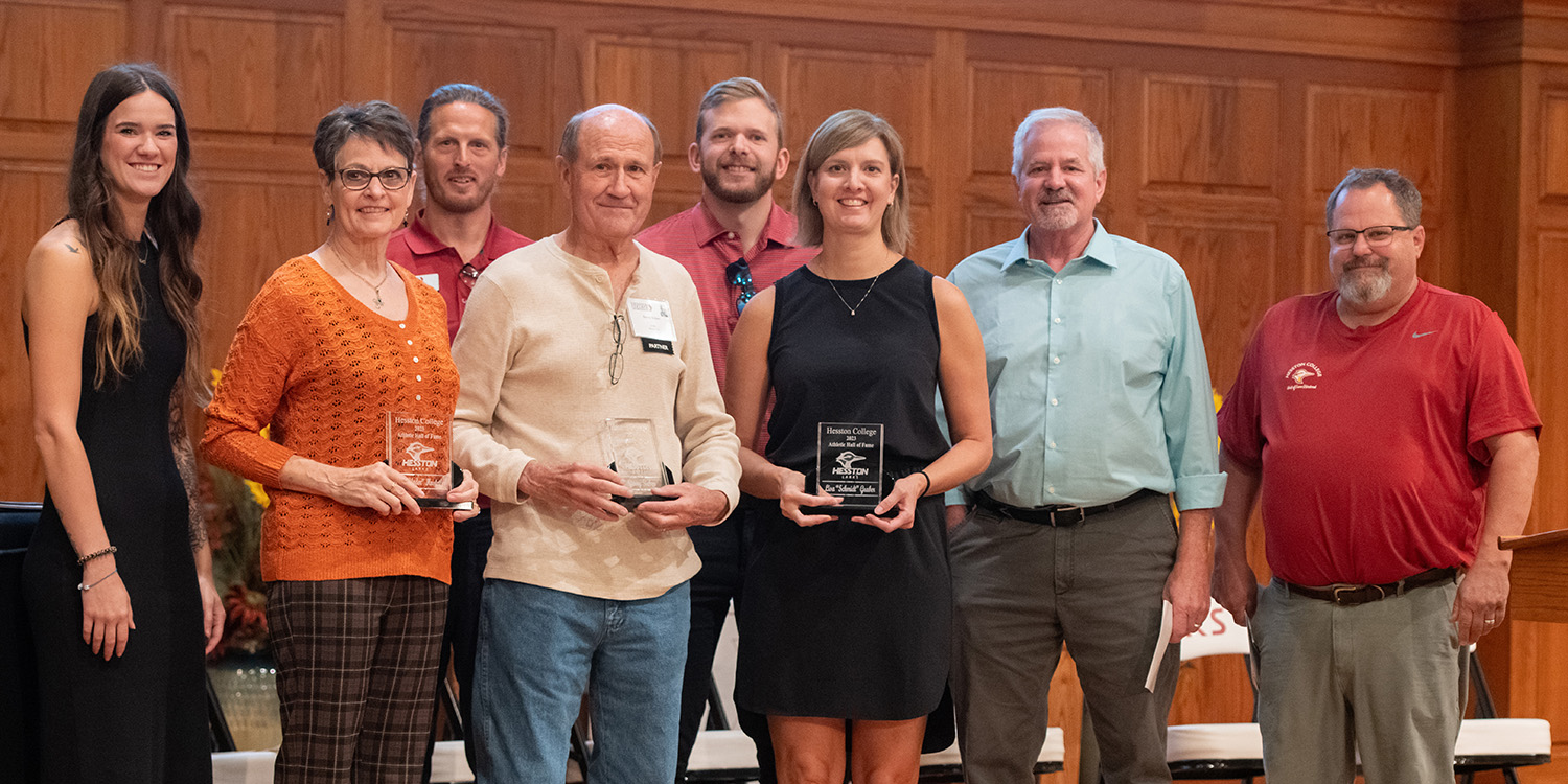 Group photo of homecoming athletics hall of fame.